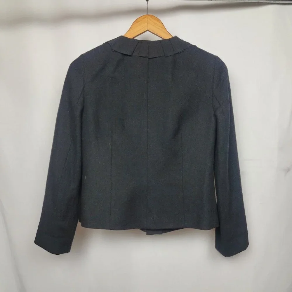 J. Crew | Crew Ruffle Neck women jacket | Evening Jacket 100% Wool size 0 - Picture 2 of 4